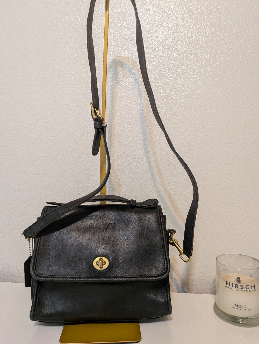 Vintage Coach Willis 9927 Black Glove-Tanned Leather Crossbody Top Handle Bag US